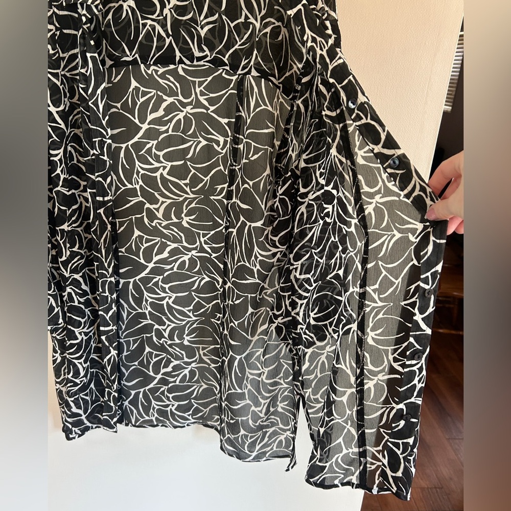 Y2K CHICO’S Sheer Silk Button Down Tunic Top Art Wear Minimalist Boho Size XL - Picture 5 of 15